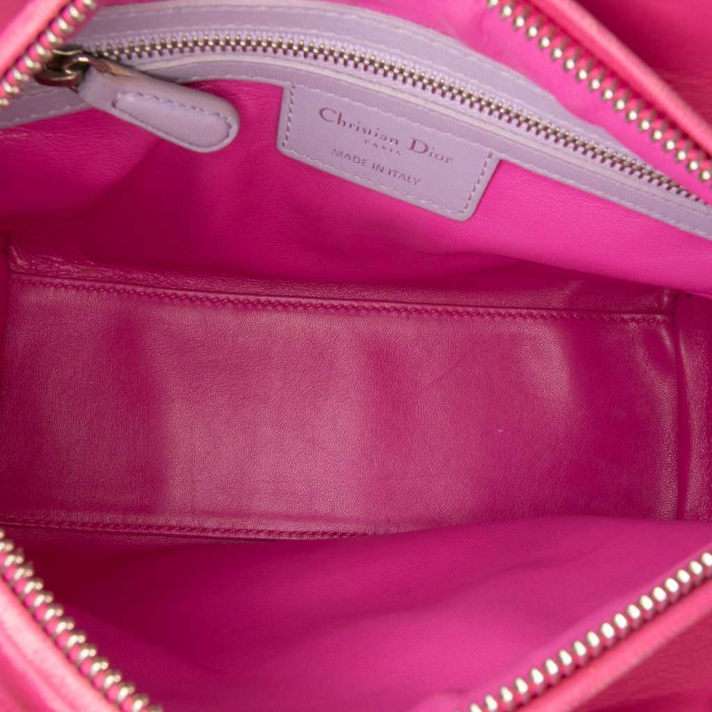 Dior Medium Bicolor Lambskin Cannage Lady Dior Purple Leather Very good - Model View