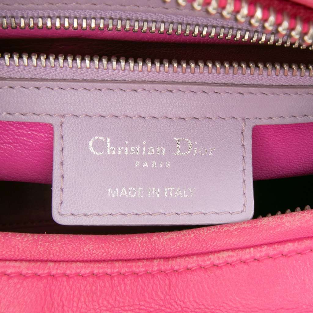 Dior Medium Bicolor Lambskin Cannage Lady Dior Purple Leather Very good - Box View
