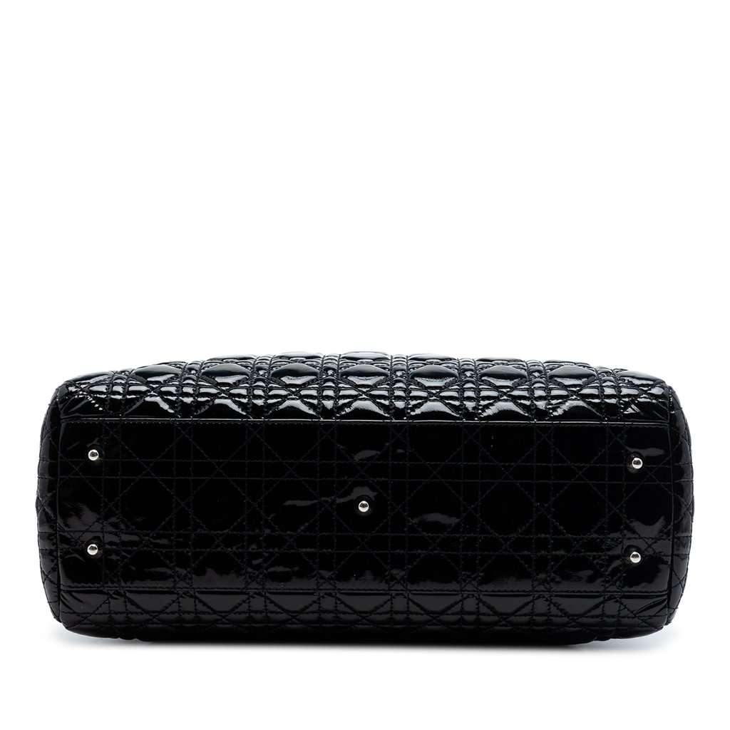 Dior Large Patent Cannage Lady Dior Soft Shopping Tote Black Leather Very good condition - Inside View