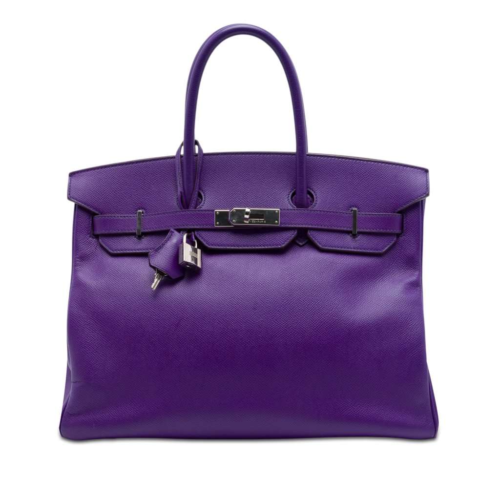 Hermès Epsom Birkin Retourne 35 Purple Leather Very good condition - Front View