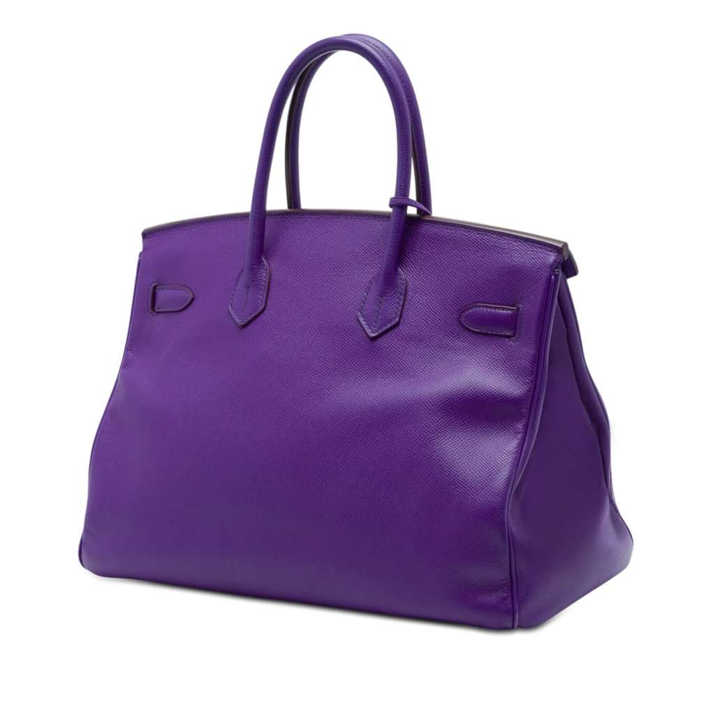 Hermès Epsom Birkin Retourne 35 Purple Leather Very good condition - Back View