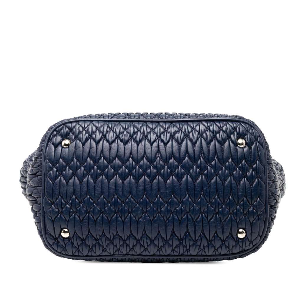 Miu Miu Matelasse Nappa Crystal Satchel Blue Leather Very good - Inside View