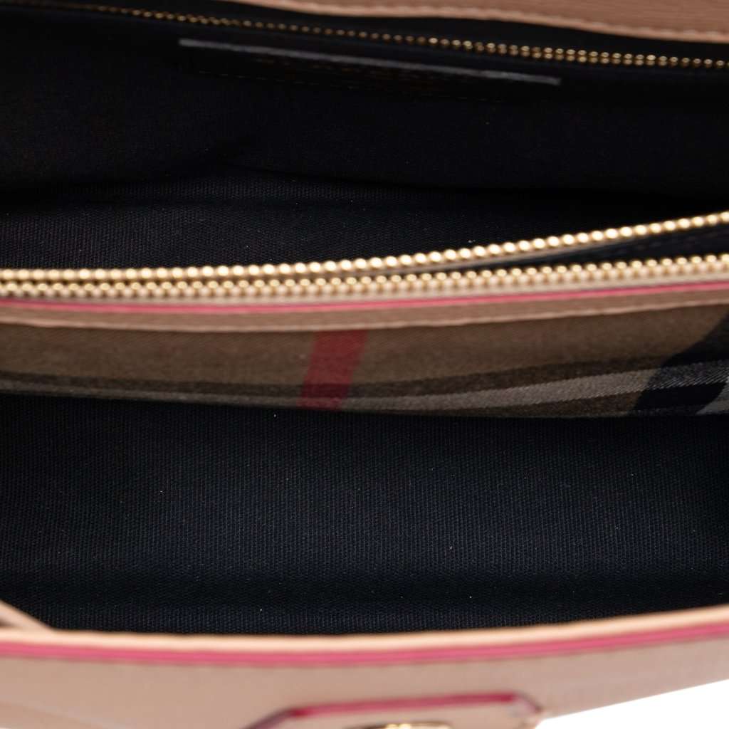 Burberry Medium House Check Trimmed Leather Camberley Satchel Beige Leather Very good condition - Model View