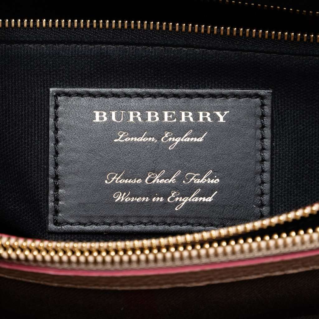 Burberry Medium House Check Trimmed Leather Camberley Satchel Beige Leather Very good condition - Box View