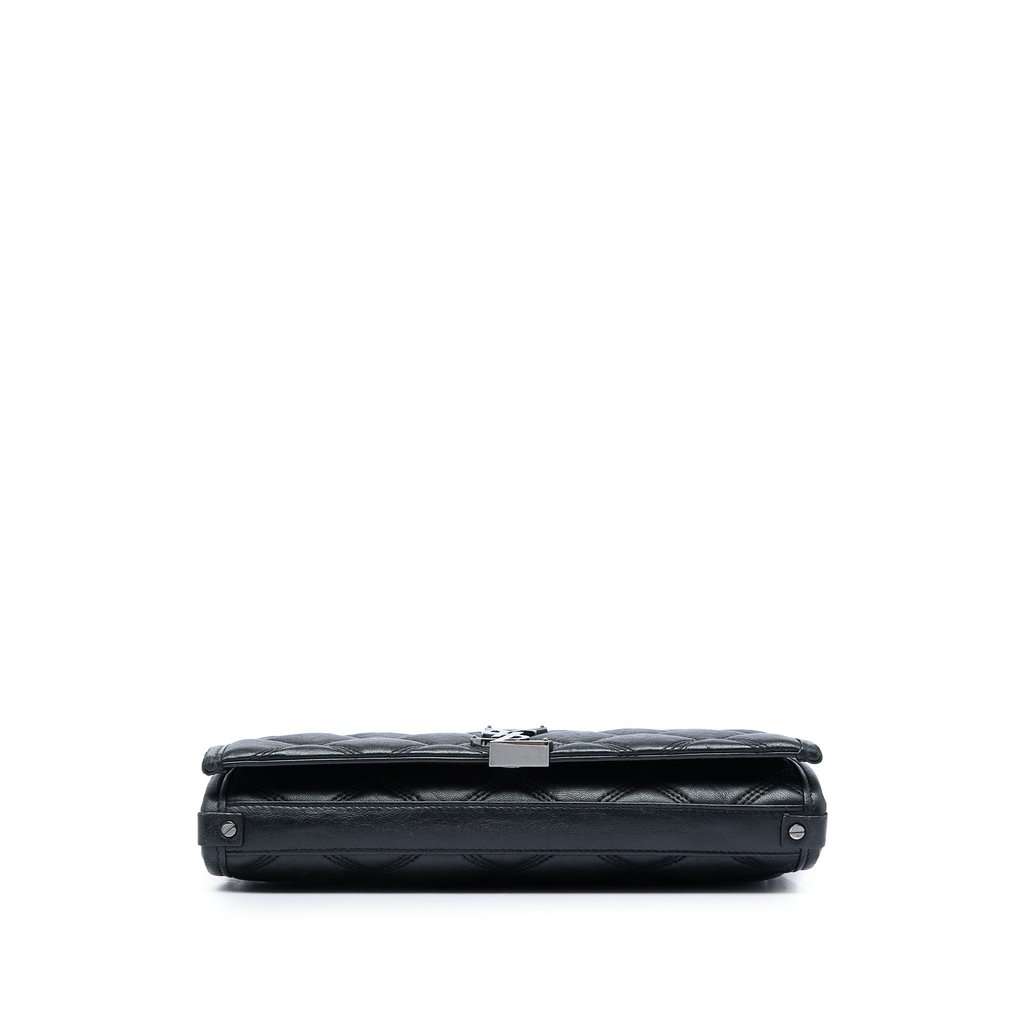 Saint Laurent Quilted Diamond Lambskin Becky Wallet on Chain Black Leather Very good - Inside View