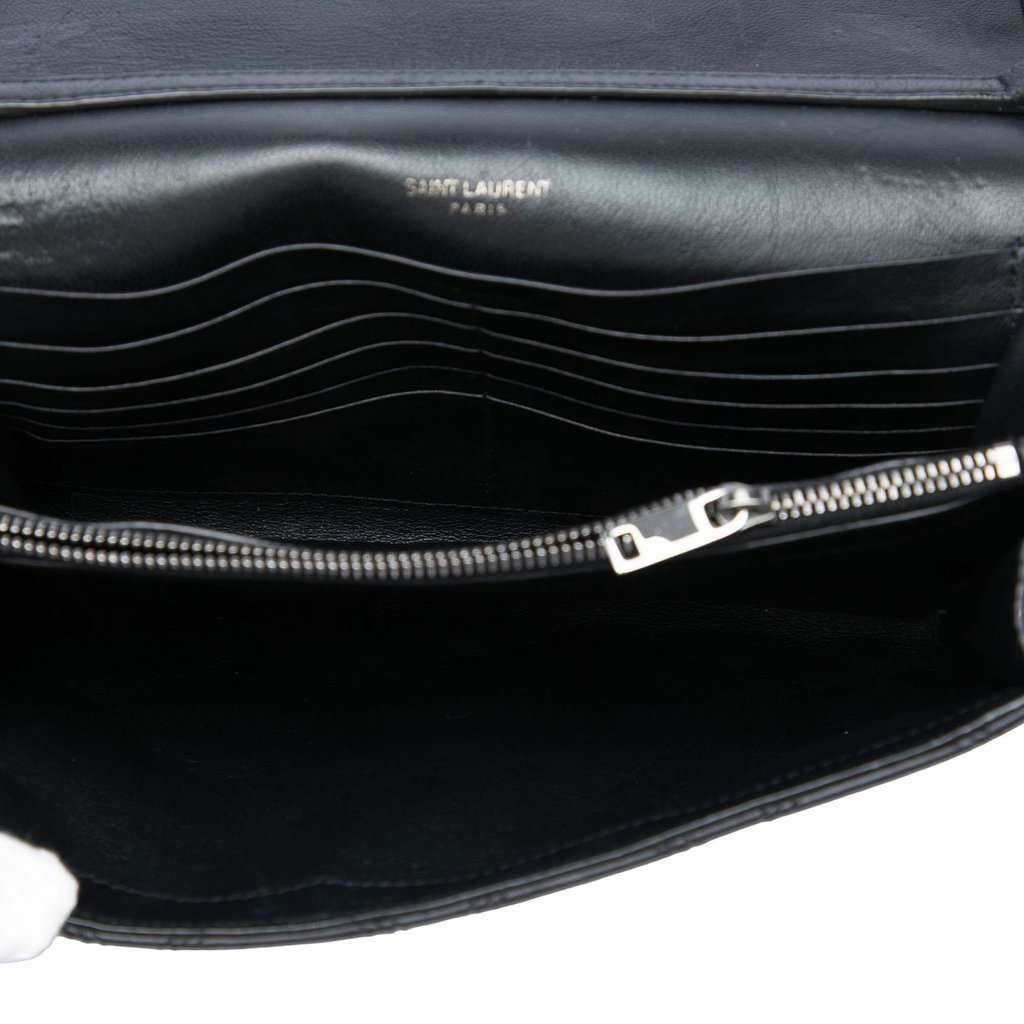 Saint Laurent Quilted Diamond Lambskin Becky Wallet on Chain Black Leather Very good - Model View