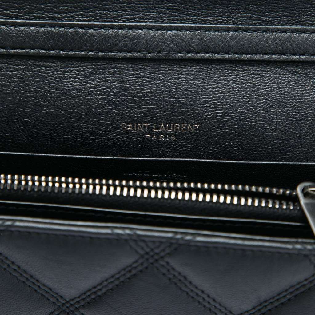 Saint Laurent Quilted Diamond Lambskin Becky Wallet on Chain Black Leather Very good - Box View