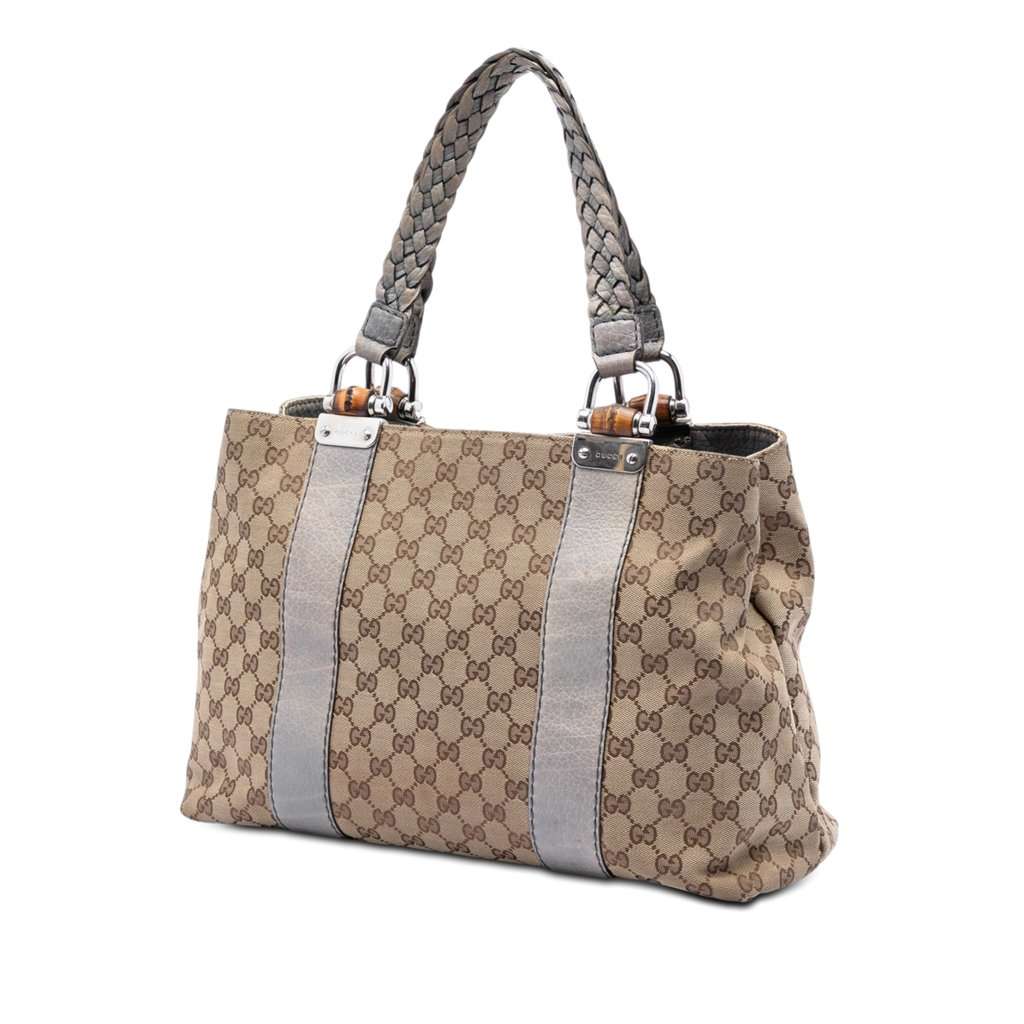 Gucci Medium GG Canvas Bamboo Libeccio Tote Beige Very good condition - Back View