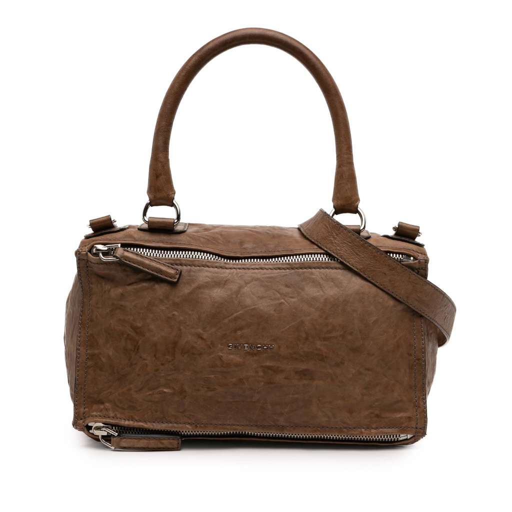 Givenchy Medium Wrinkled Sheepskin Pandora Satchel Brown Leather Very good - Front View