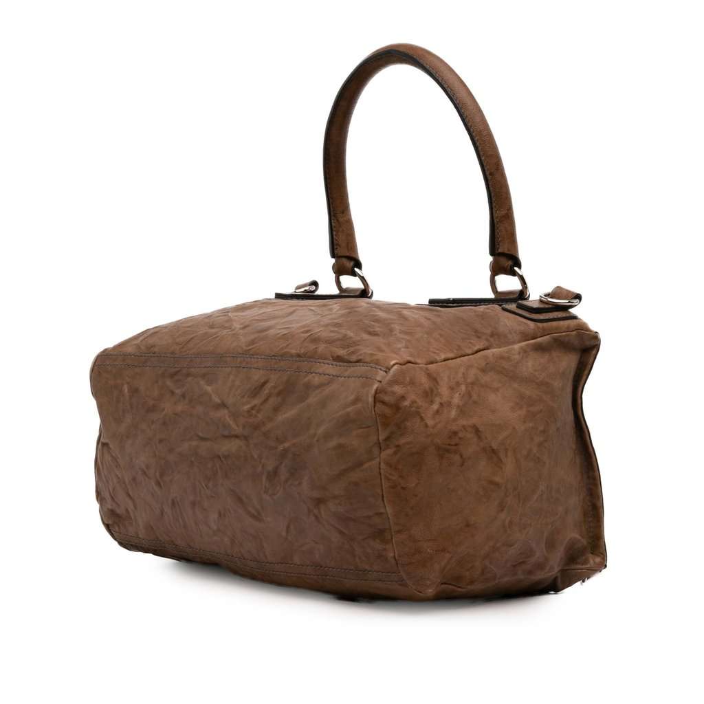 Givenchy Medium Wrinkled Sheepskin Pandora Satchel Brown Leather Very good - Back View
