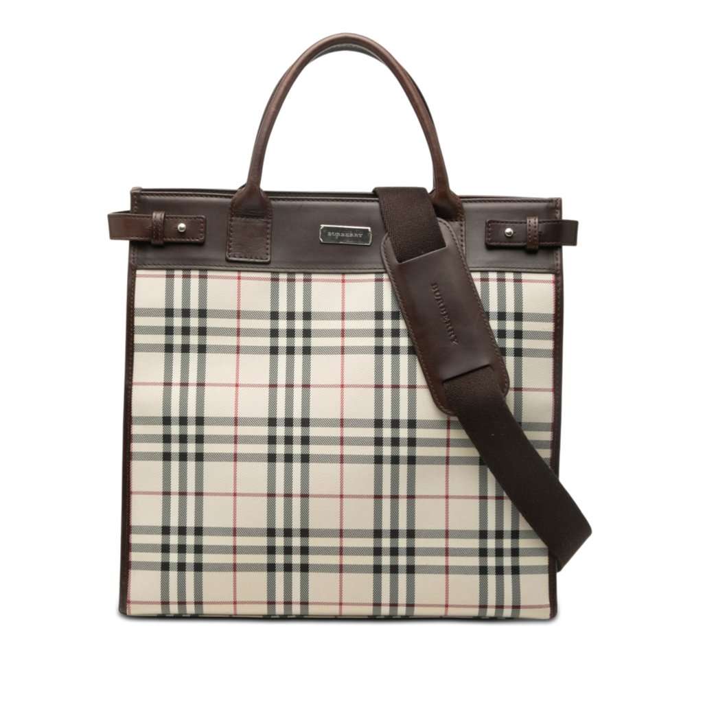 Burberry House Check Canvas Convertible Tote Beige Very good condition - Front View