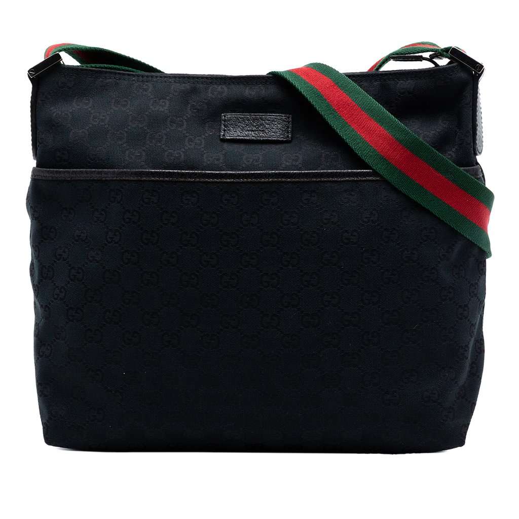 Gucci GG Canvas Web Crossbody Black Very good condition - Front View