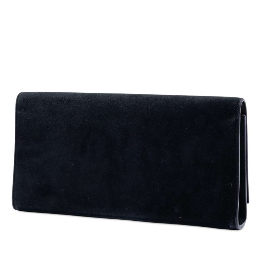 Saint Laurent Suede Monogram Kate Tassel Clutch Black Leather Very good - Back View