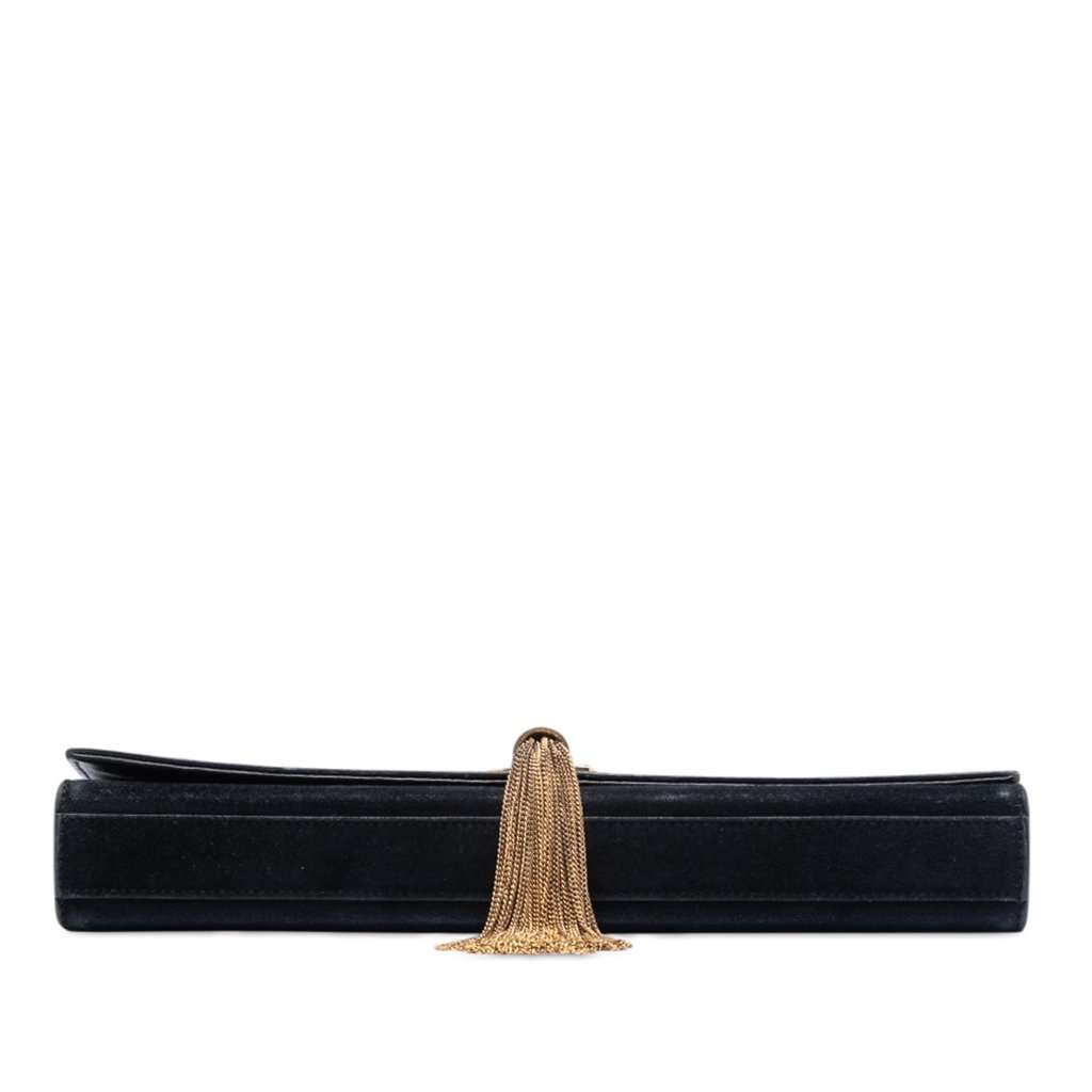 Saint Laurent Suede Monogram Kate Tassel Clutch Black Leather Very good - Inside View