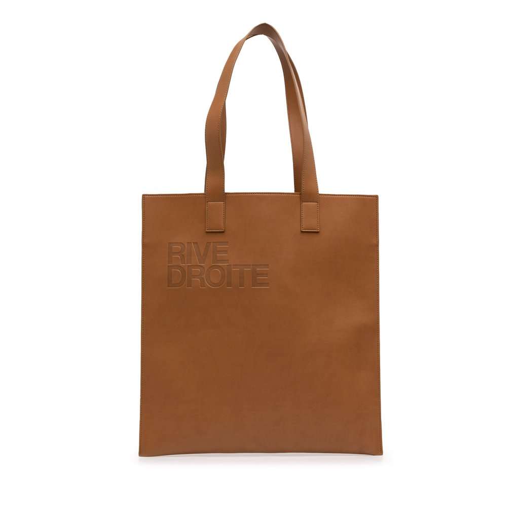 Saint Laurent Vegan Leather Rive Droite Tote Brown Very good condition - Front View