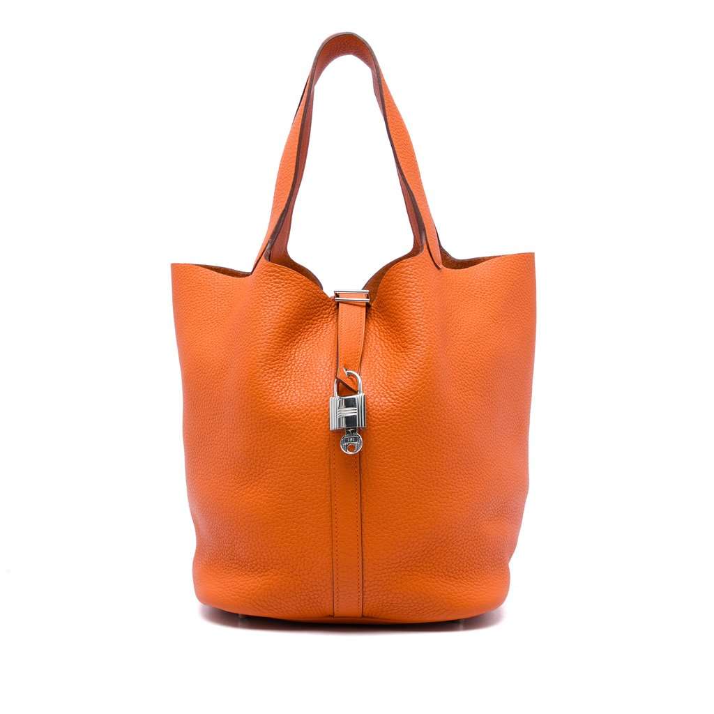 Hermès Clemence Picotin Lock 26 Orange Leather Very good - Front View
