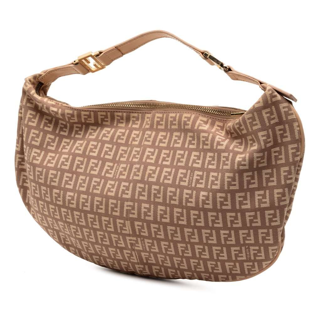 Fendi Zucchino Canvas Hobo Beige Good condition - Back View