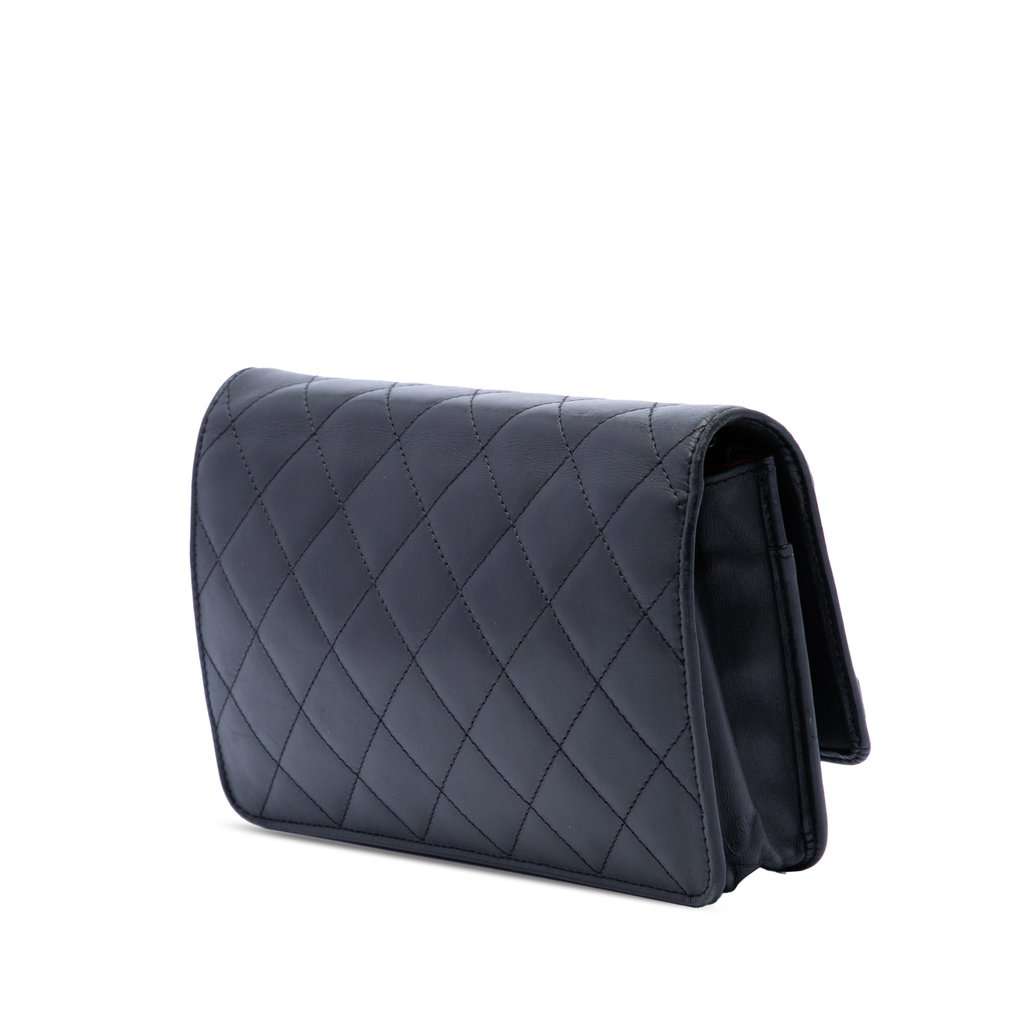 Chanel Quilted Lambskin Cambon Ligne Wallet On Chain Black Leather Very good condition - Back View