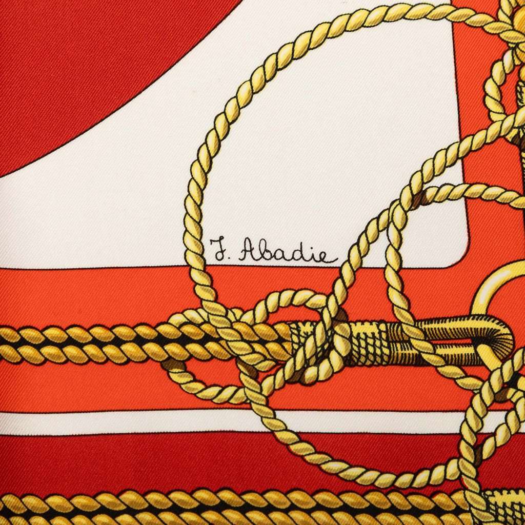 Hermès Chateaux D Arriere Silk Scarf 90 Red Very good - Model View
