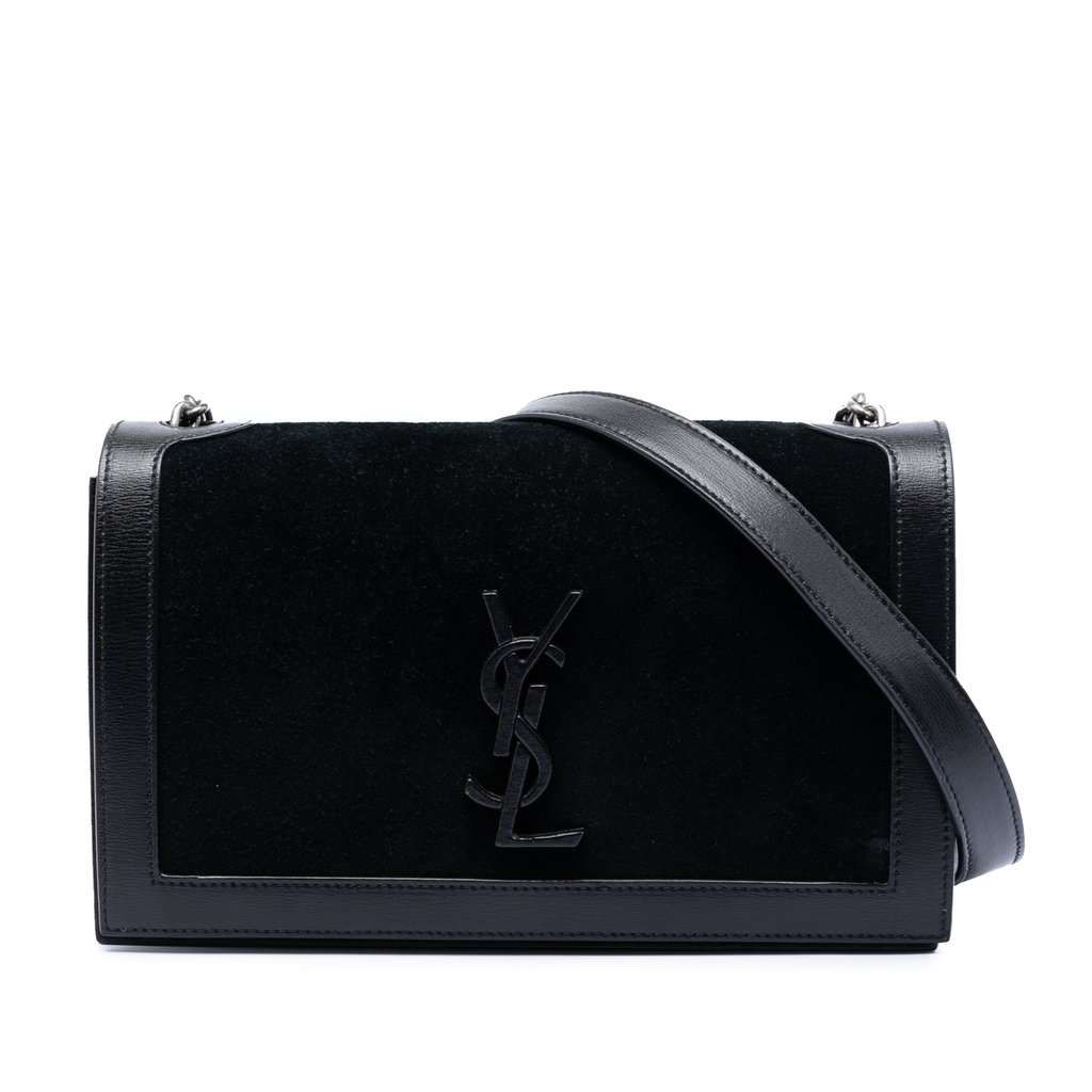 Saint Laurent Suede Monogram Book Bag Black Leather Very good condition - Front View