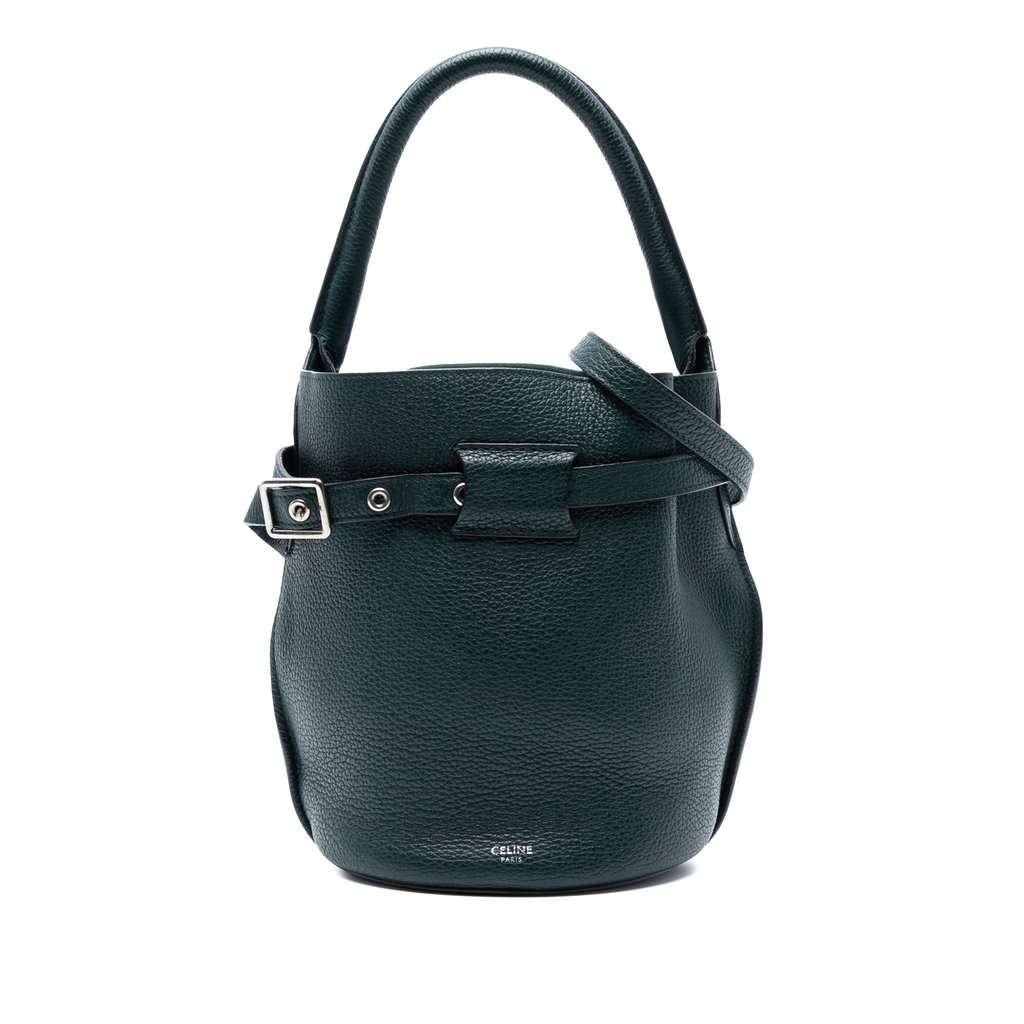 Celine Nano Leather Big Bucket Bag Green Leather Very good condition - Front View