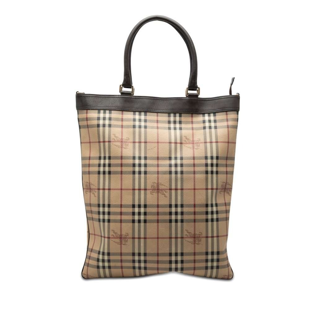 Burberry Haymarket Check Coated Canvas Tote Beige Very good condition - Front View
