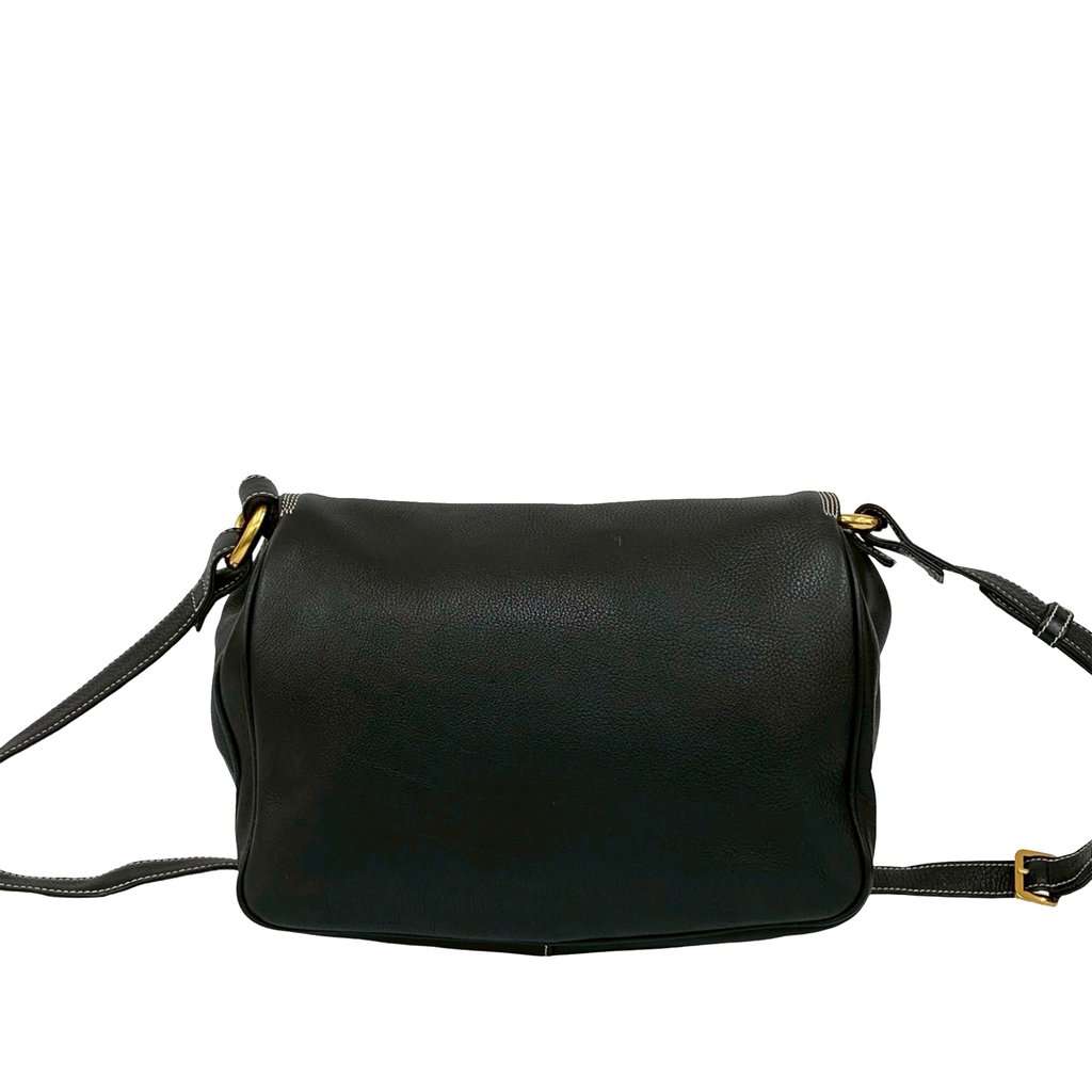 LOEWE Leather Anagram Flap Crossbody Black Leather Very good - Back View
