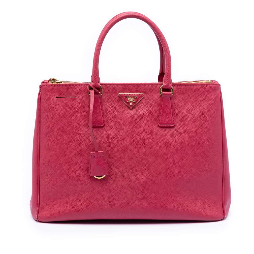 Prada Large Saffiano Lux Galleria Double Zip Satchel Pink Leather Very good condition - Front View
