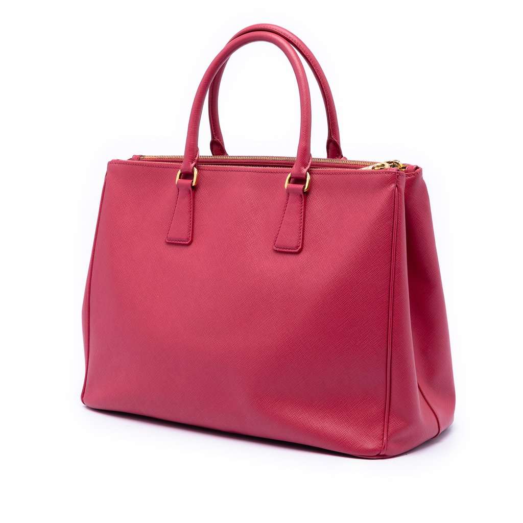 Prada Large Saffiano Lux Galleria Double Zip Satchel Pink Leather Very good condition - Back View