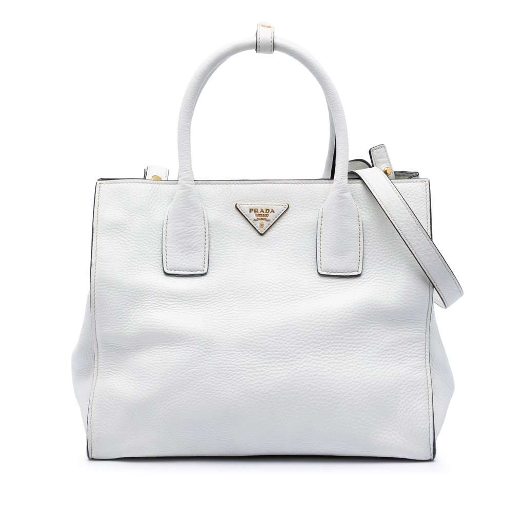 Prada Vitello Daino Open Convertible Tote White Leather Very good condition - Front View