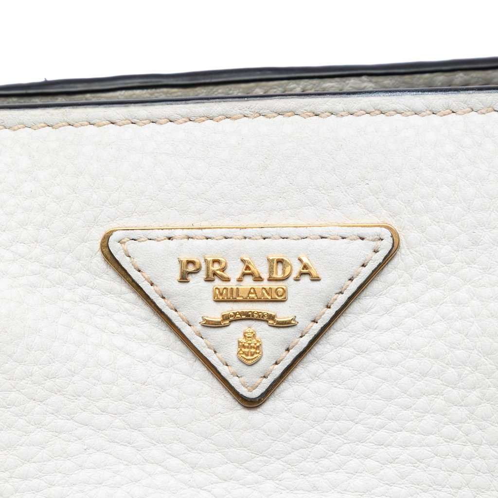 Prada Vitello Daino Open Convertible Tote White Leather Very good condition - Box View