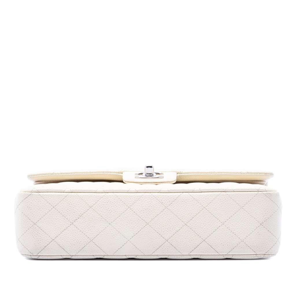 Chanel Medium Classic Caviar Double Flap White Leather Very good condition - Inside View