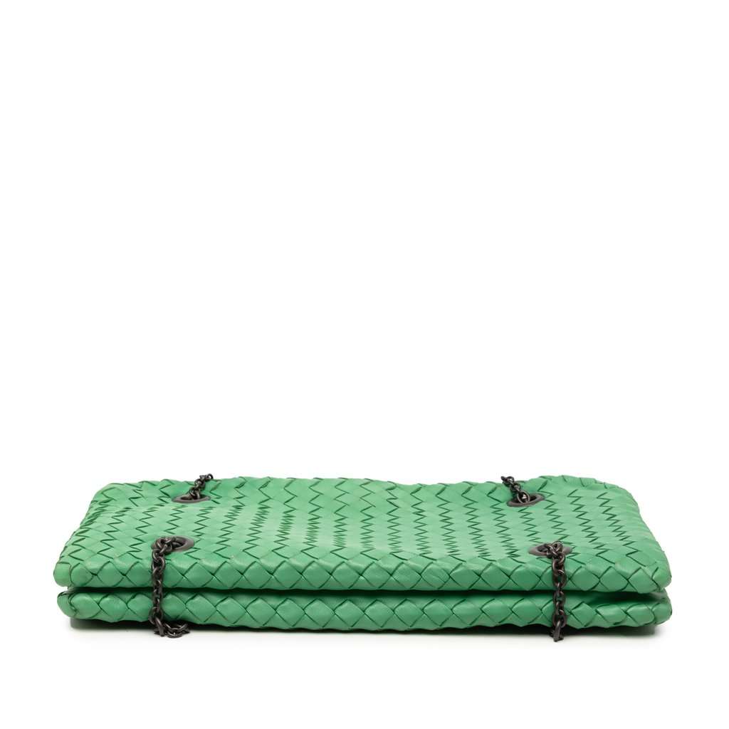 Bottega Veneta Nappa Intrecciato Duo Shoulder Bag Green Leather Very good condition - Inside View