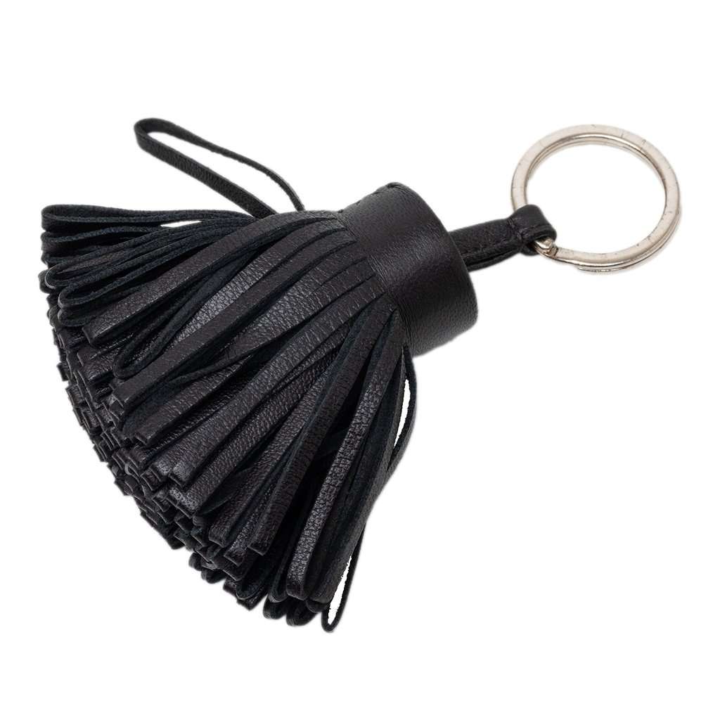 Hermès Milo Carmen Tassel Key Ring Bag Charm Black Leather Very good - Back View