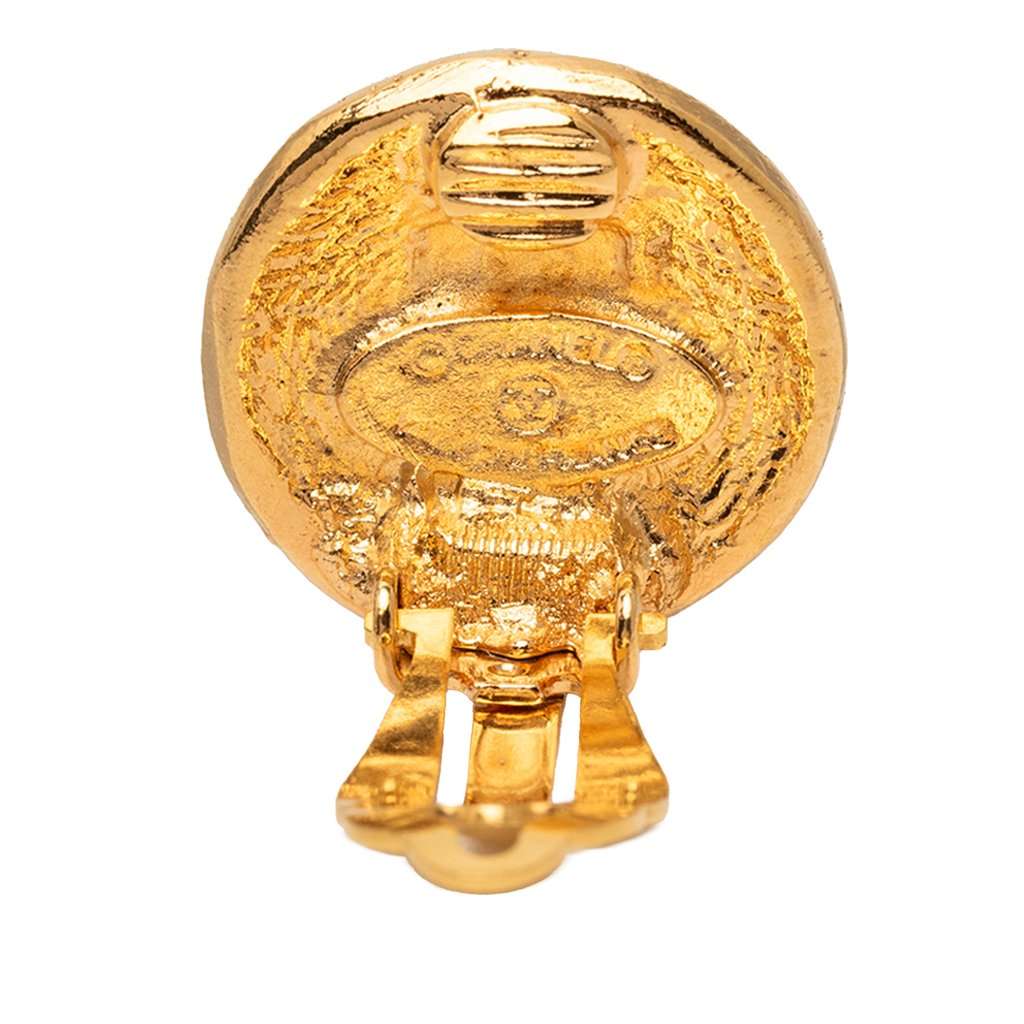 Chanel Gold Plated 31 Rue Cambon Round Clip on Earrings Gold Metal Very good condition - Inside View