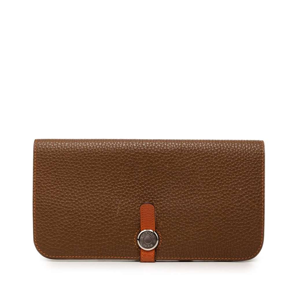 Hermès Togo Dogon Duo Wallet GM Brown Leather Very good condition - Front View
