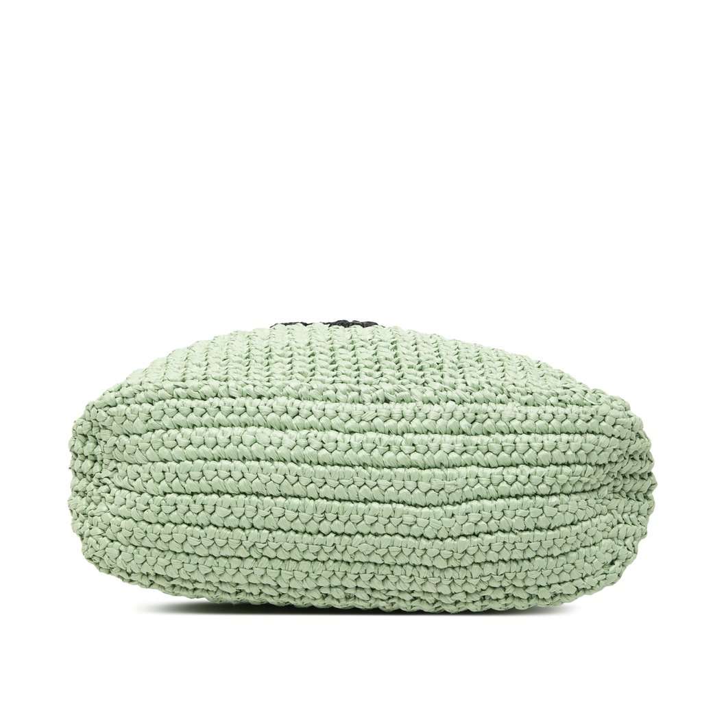 Prada Small Raffia Effect Crochet Embroidered Logo Tote Green Very good condition - Inside View