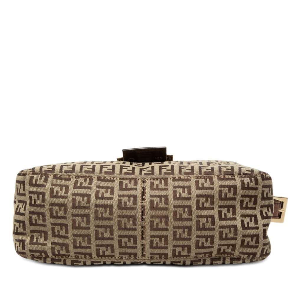 Fendi Zucchino Canvas Double Flap Shoulder Bag Brown Very good condition - Inside View