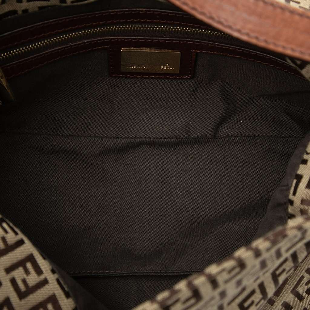 Fendi Zucchino Canvas Double Flap Shoulder Bag Brown Very good condition - Model View