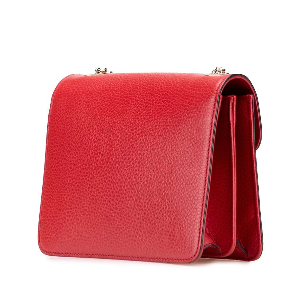 Gucci Small Dollar Calfskin Interlocking G Crossbody Red Leather Very good - Back View