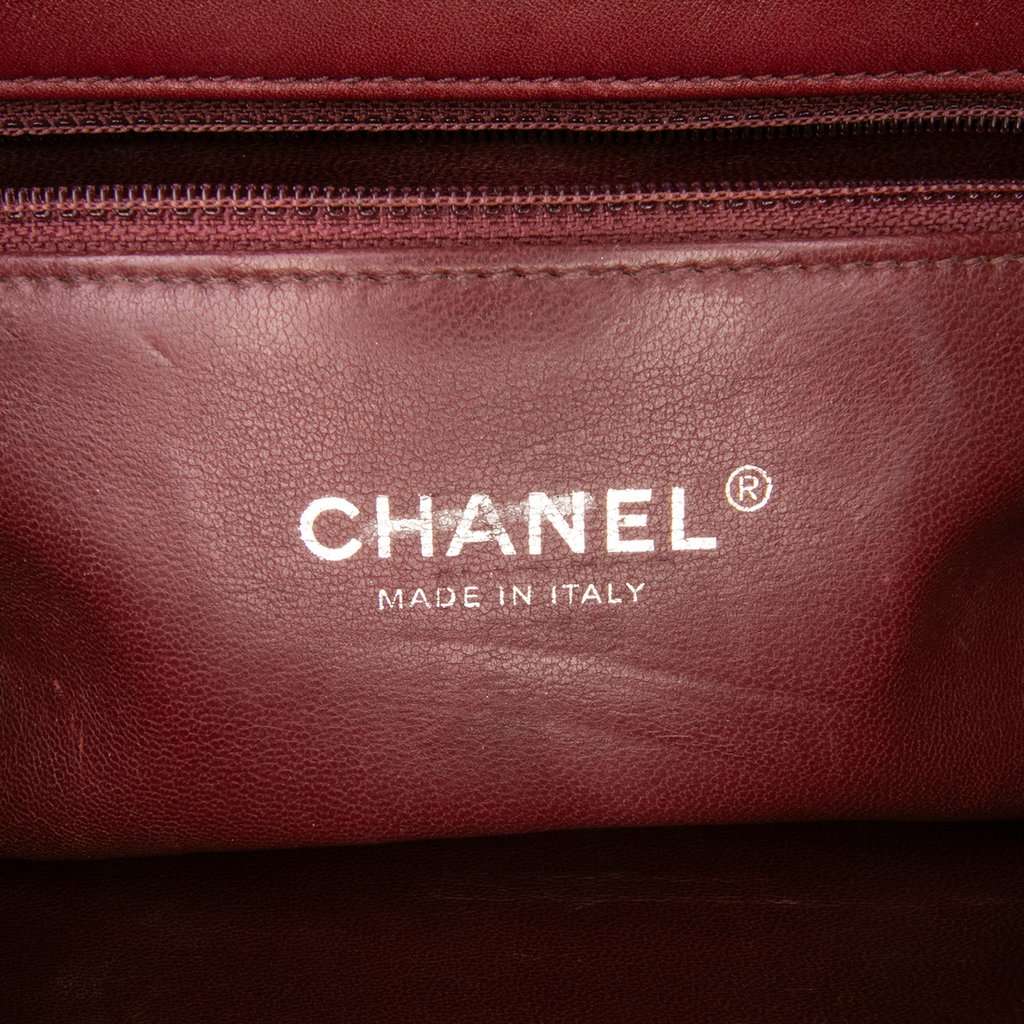 Chanel CC Stitched Calfskin Chain Flap Red Leather Good - Box View