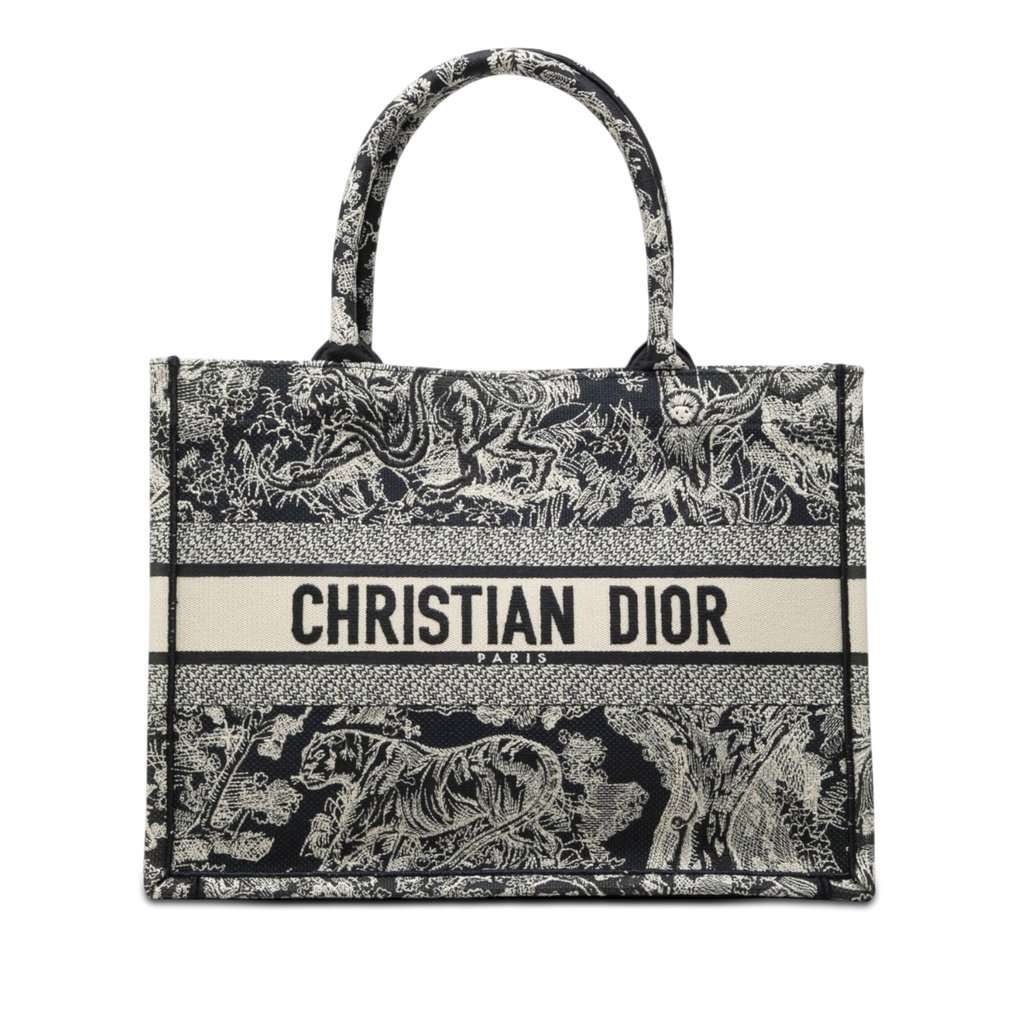 Dior Medium Canvas Embroidered Dioriviera Toile De Jouy Book Tote Blue Very good - Front View