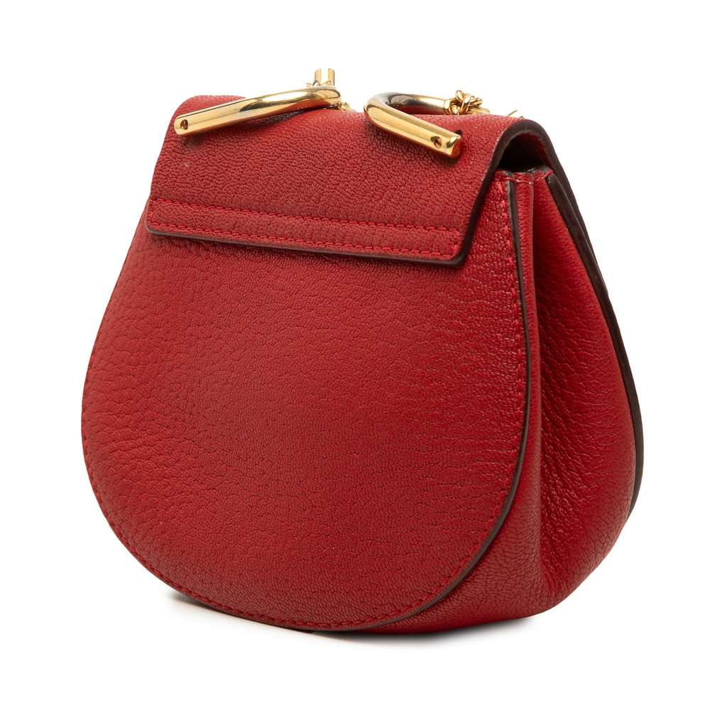 Chloé Nano Grained Lambskin Drew Crossbody Red Leather Very good condition - Back View