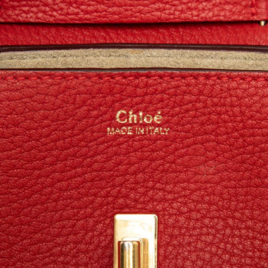 Chloé Nano Grained Lambskin Drew Crossbody Red Leather Very good condition - Box View