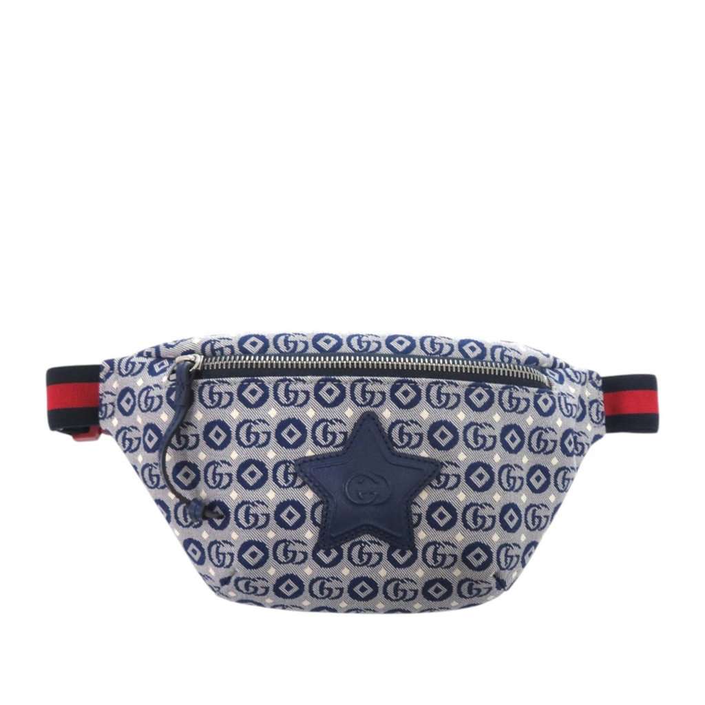 Gucci Kids GG Canvas Stars Web Belt Bag Blue Very good condition - Front View