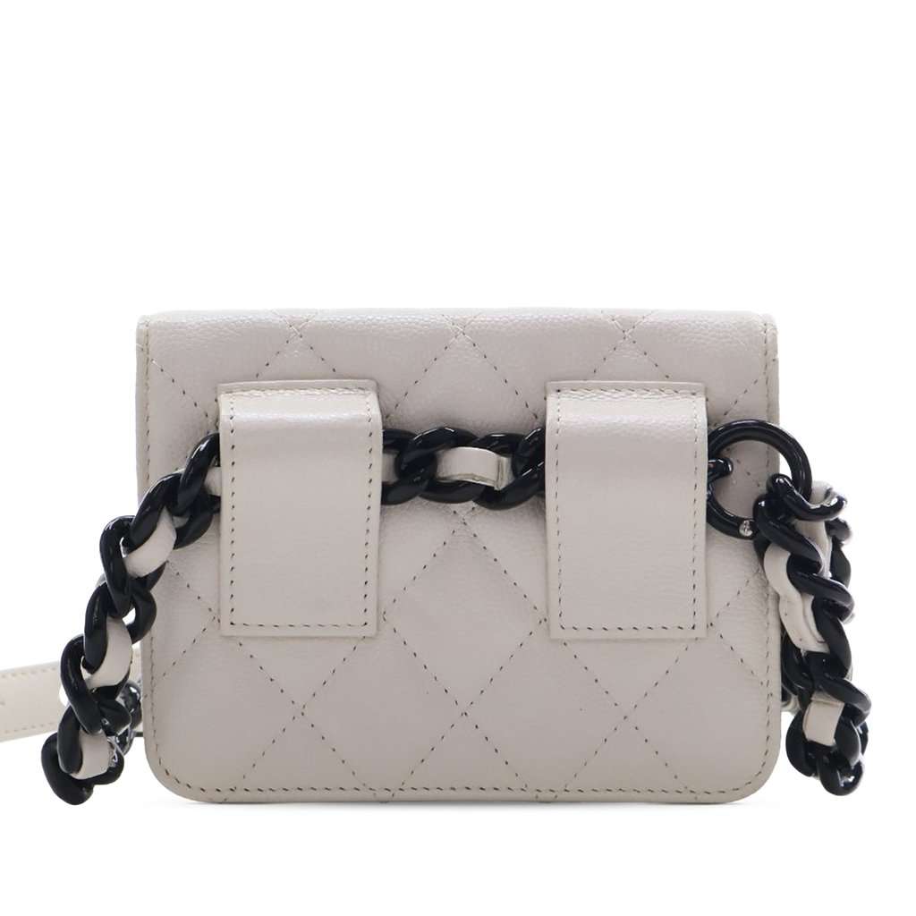 Chanel Quilted Caviar My Everything Belt Bag White Leather Very good condition - Back View