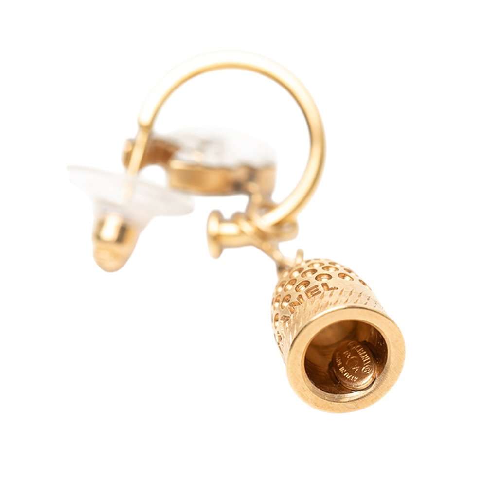 Chanel Gold Plated Enamel CC Bell Drop Push Back Earrings Gold Metal Very good - Inside View