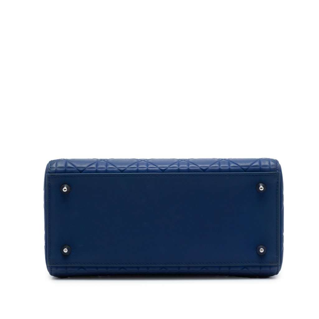 Dior Medium Ultra Matte Calfskin Embossed Cannage Lady Dior Blue Leather Very good - Inside View