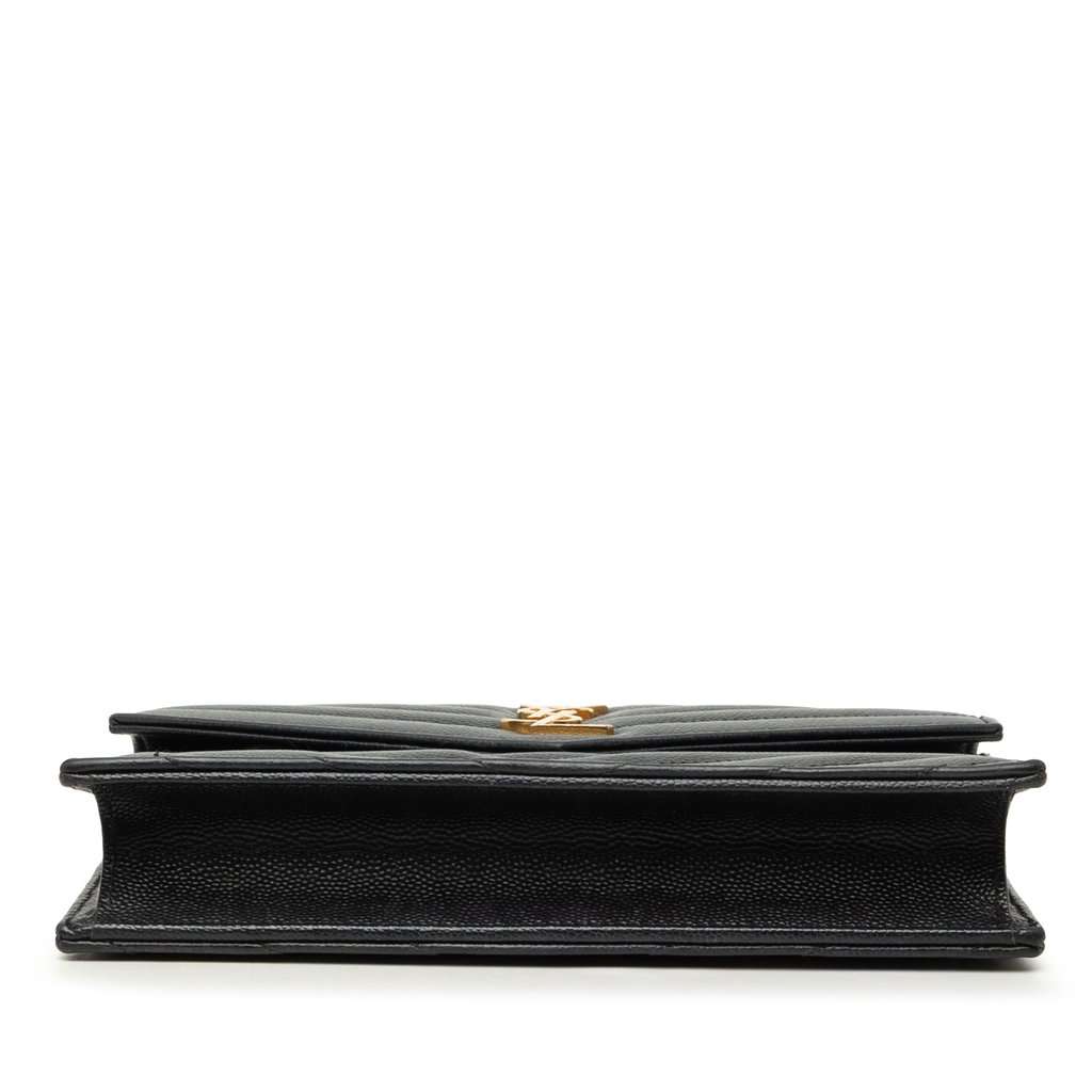 Saint Laurent Grain De Poudre Cassandre Envelope Chain Wallet Black Leather Very good - Inside View