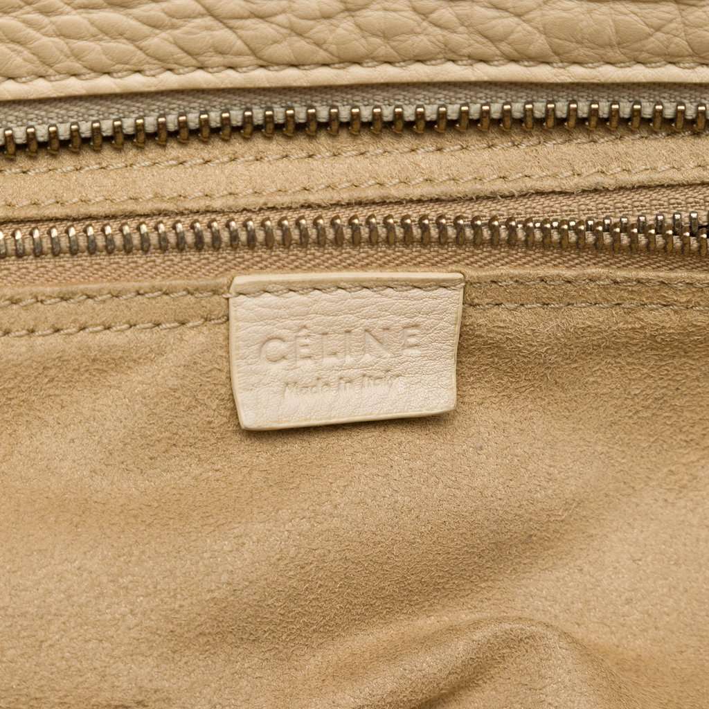 Celine Mini Drummed Calfskin Luggage Tote Beige Leather Very good condition - Box View